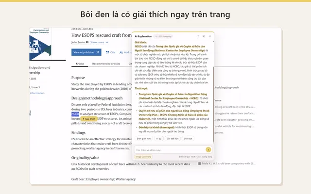 ScholarLens giải thích một đoạn trong bài báo khoa học